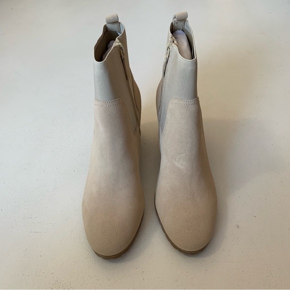 Violet & Red Tan Suede Loaded Knit Cuff Heeled Bootie Boots Size 8.5 NWT - Picture 3 of 17